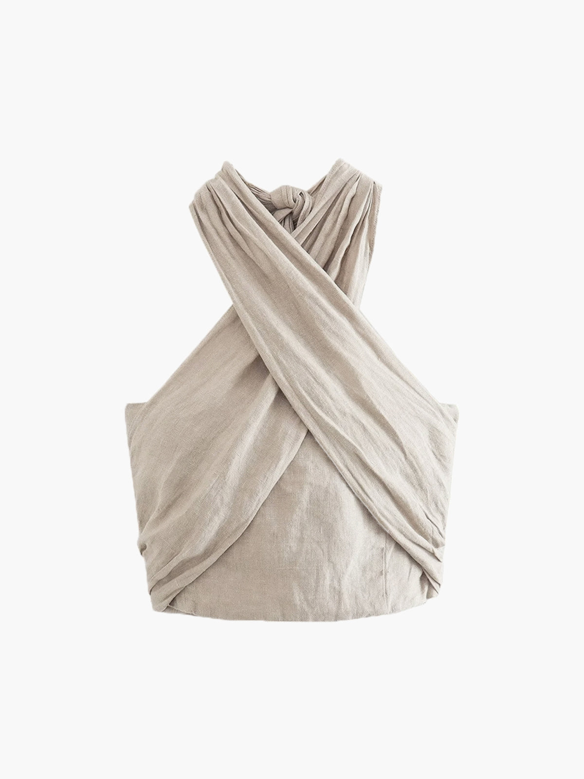 Linen Blend Crisscross Halter Tank Top - Casual Sleeveless Style for Effortless Comfort 2