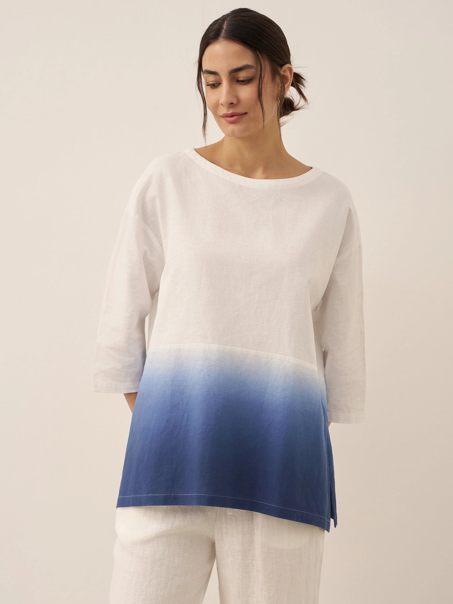 Linen White Boat Neck Oversized Top AVA 10