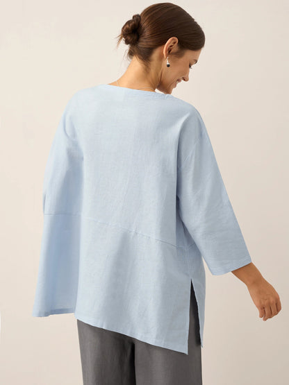 Linen White Boat Neck Oversized Top AVA 8