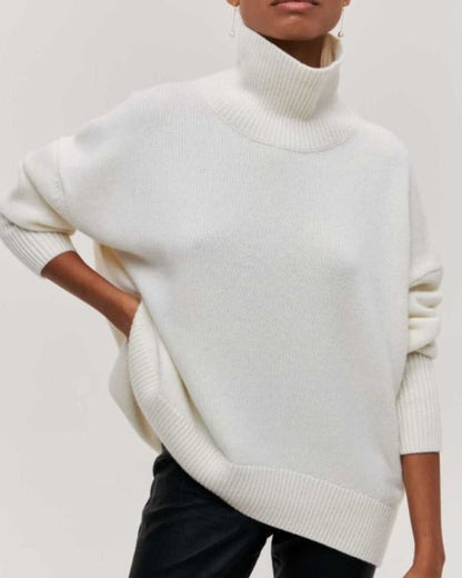 Linnea Oversized Sweater - Soft Knit Turtleneck with Ribbed Trim and Relaxed Fit 8