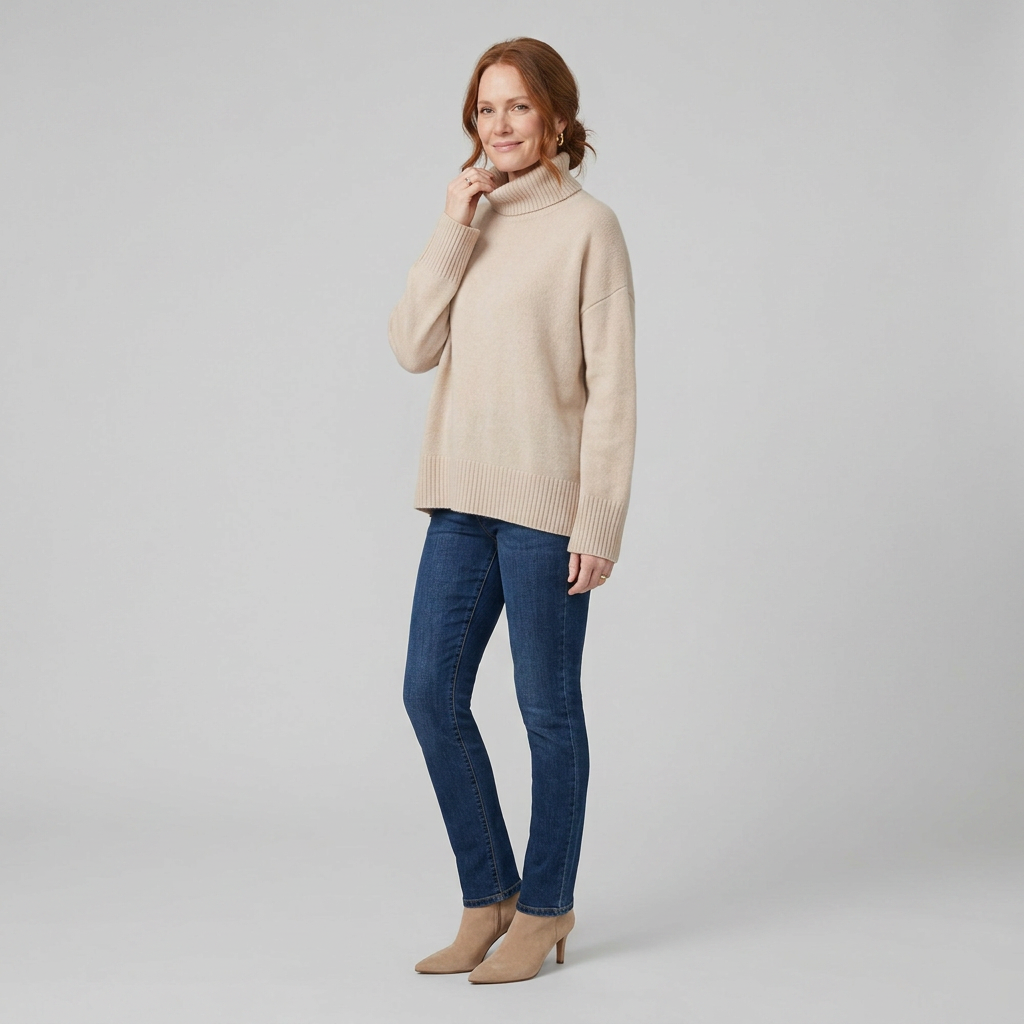 Liora Cashmere Blend Sweater - Elegant Turtleneck Knitwear for All Seasons 1