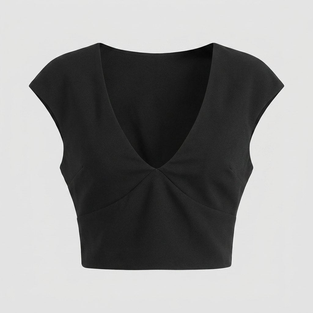 Liora V Neck Cap Sleeve Blouse - Mid-Weight Polyester Top for Office & Casual Wear 3