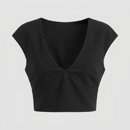 Liora V Neck Cap Sleeve Blouse - Mid-Weight Polyester Top for Office & Casual Wear 3
