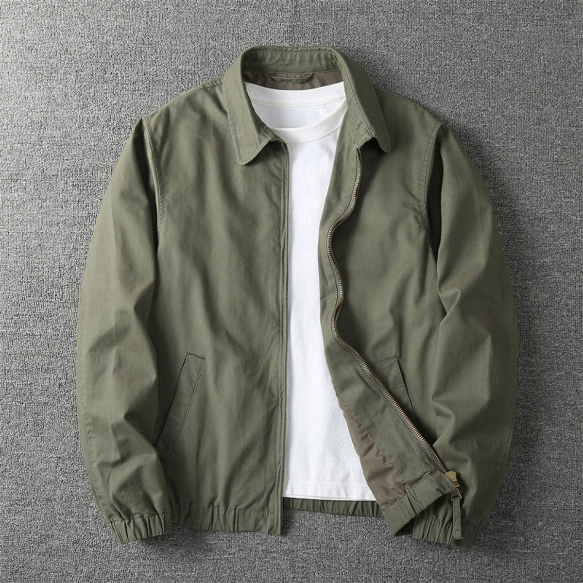 Lucas Lightweight Cotton-Blend Bomber Jacket with Full Zip Closure and Pockets 1