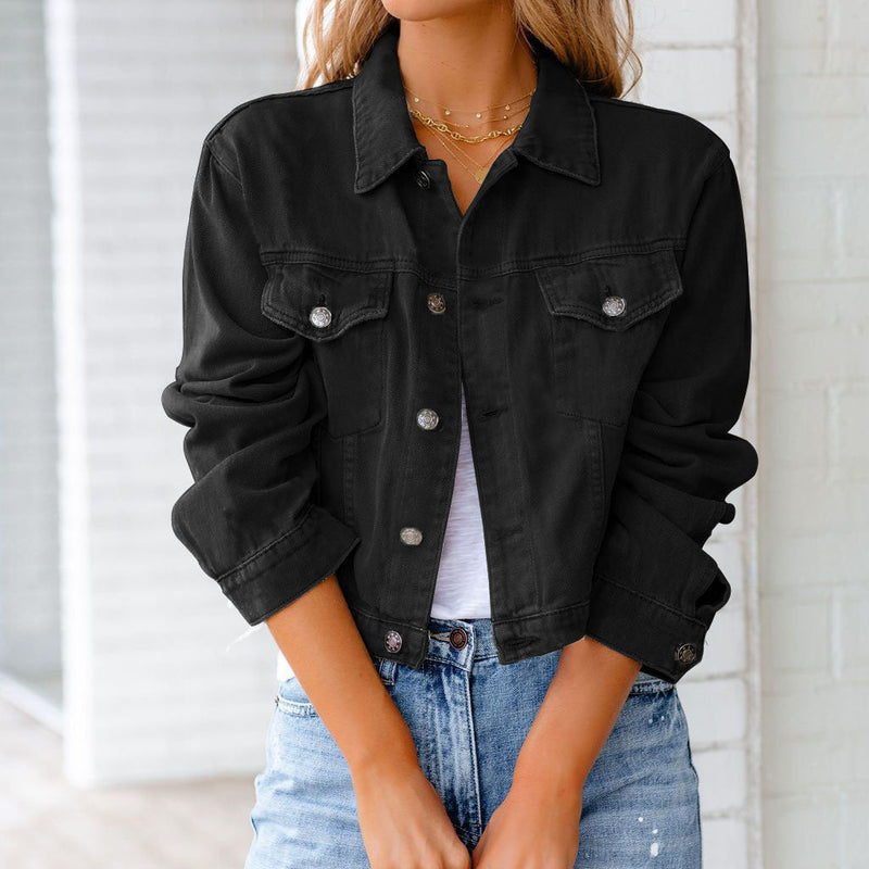 Lucinda - Cropped Long Sleeve Jacket with Button Front & Classic Collar 3