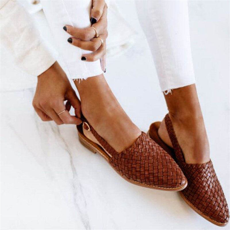 Lucy Leather Woven Sandals with Adjustable Buckle for Premium Comfort 1