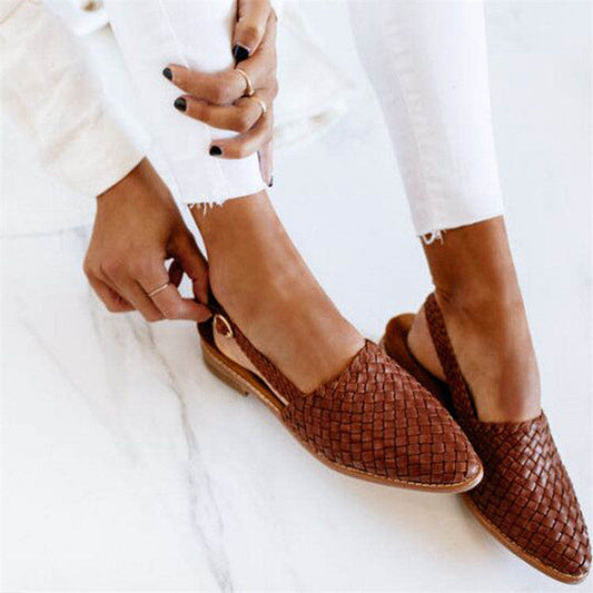 Lucy Leather Woven Sandals with Adjustable Buckle for Premium Comfort 1