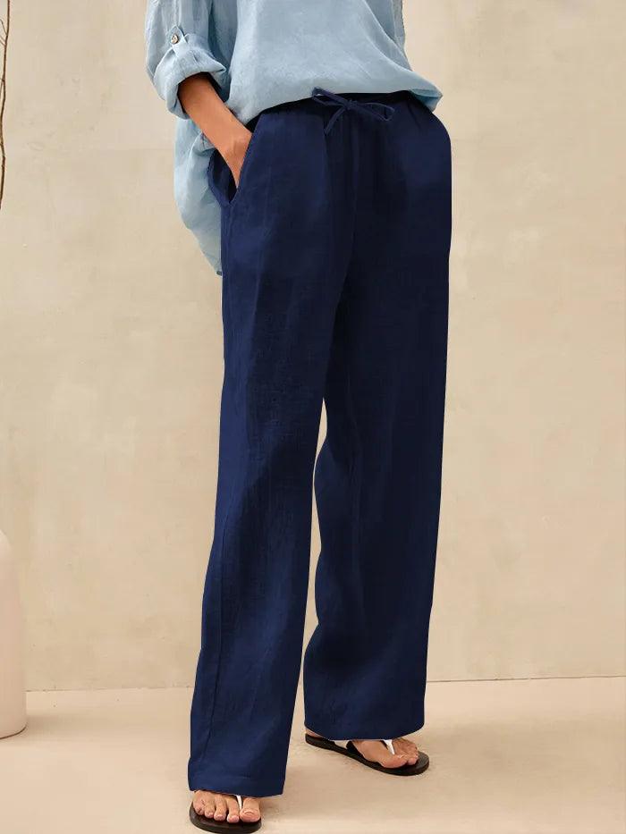 Luna Linen Pants | White, Relaxed Fit, Elasticized Drawstring 11