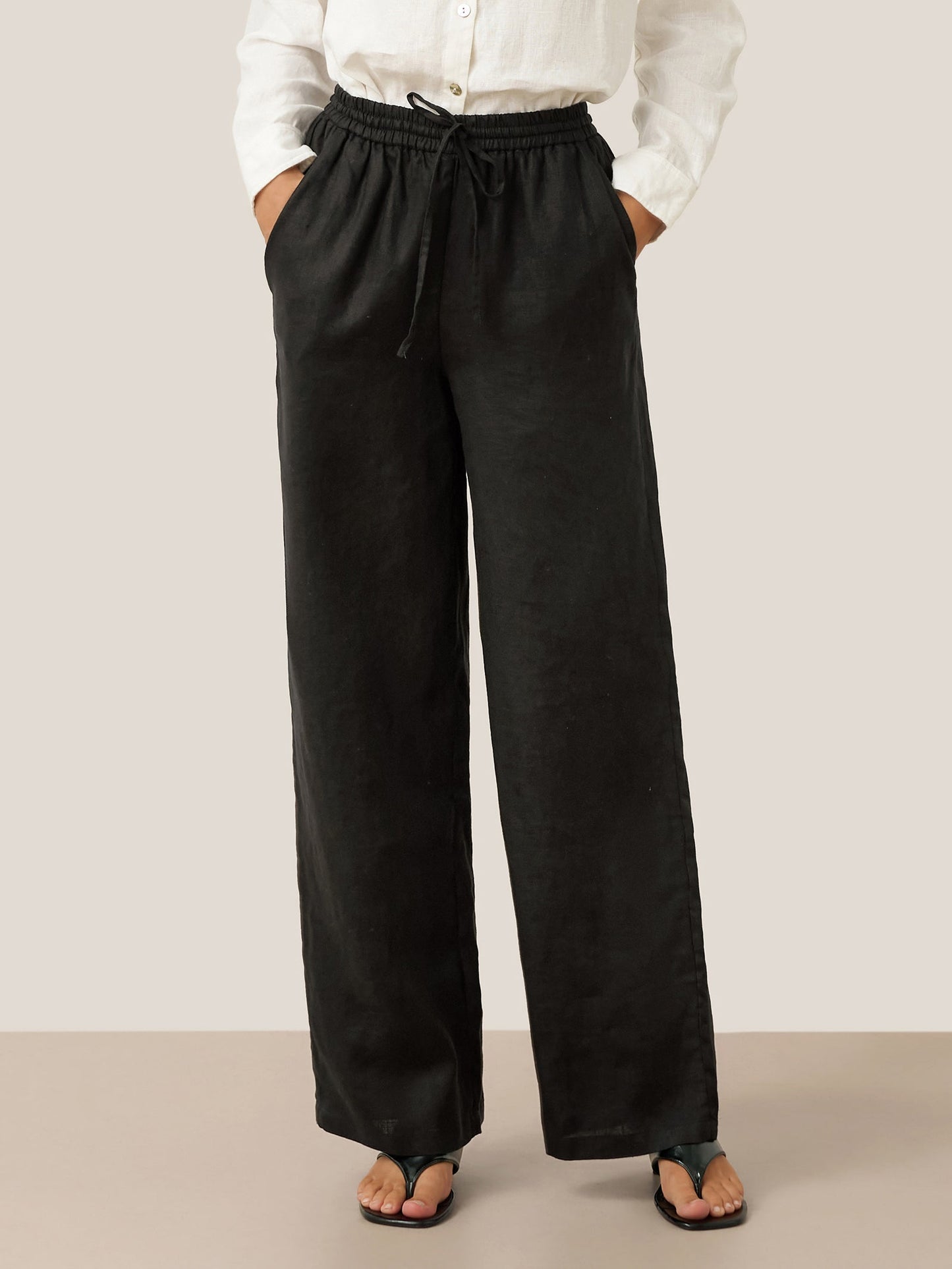 Luna Linen Pants | White, Relaxed Fit, Elasticized Drawstring 12
