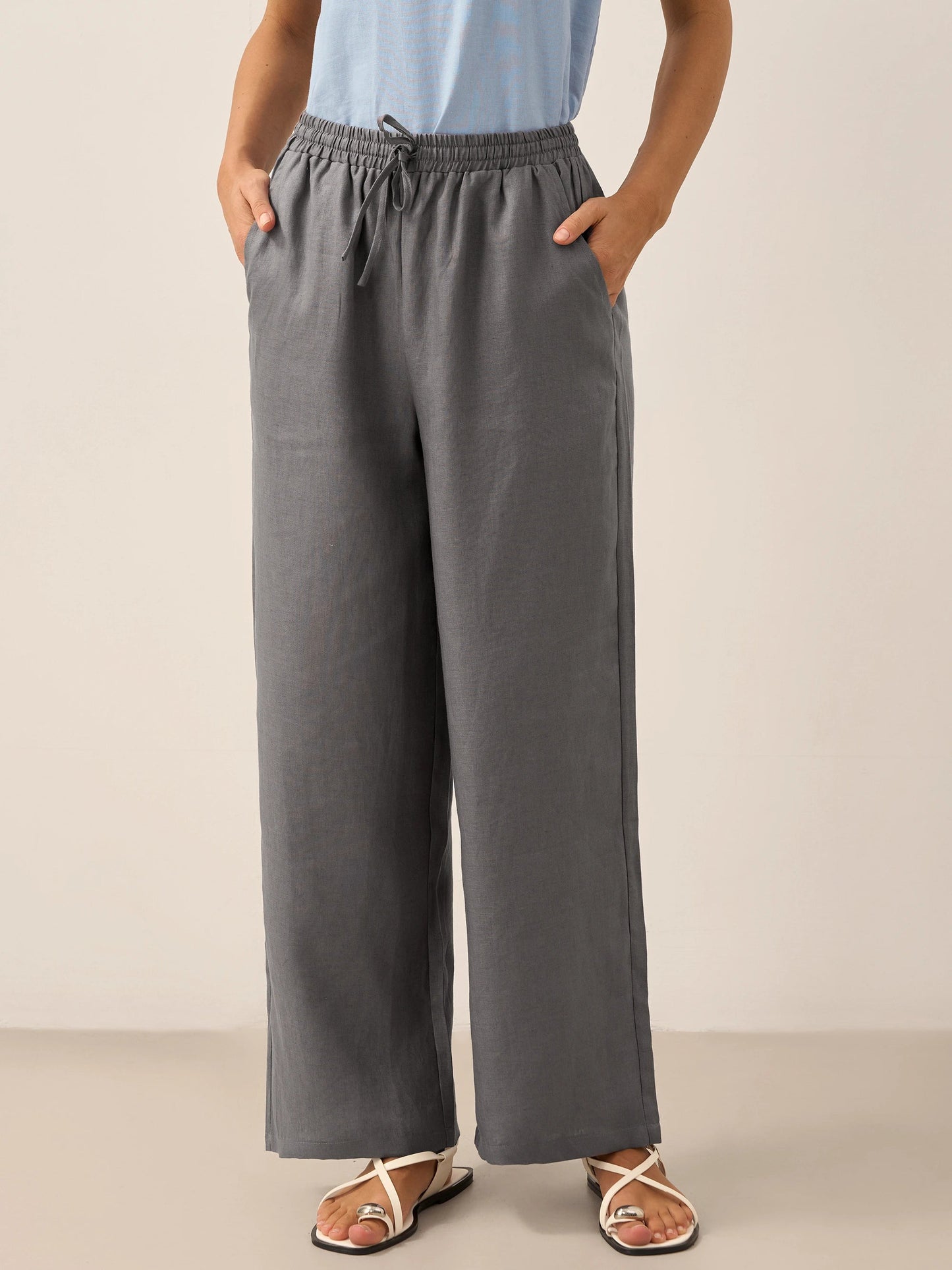 Luna Linen Pants | White, Relaxed Fit, Elasticized Drawstring 13