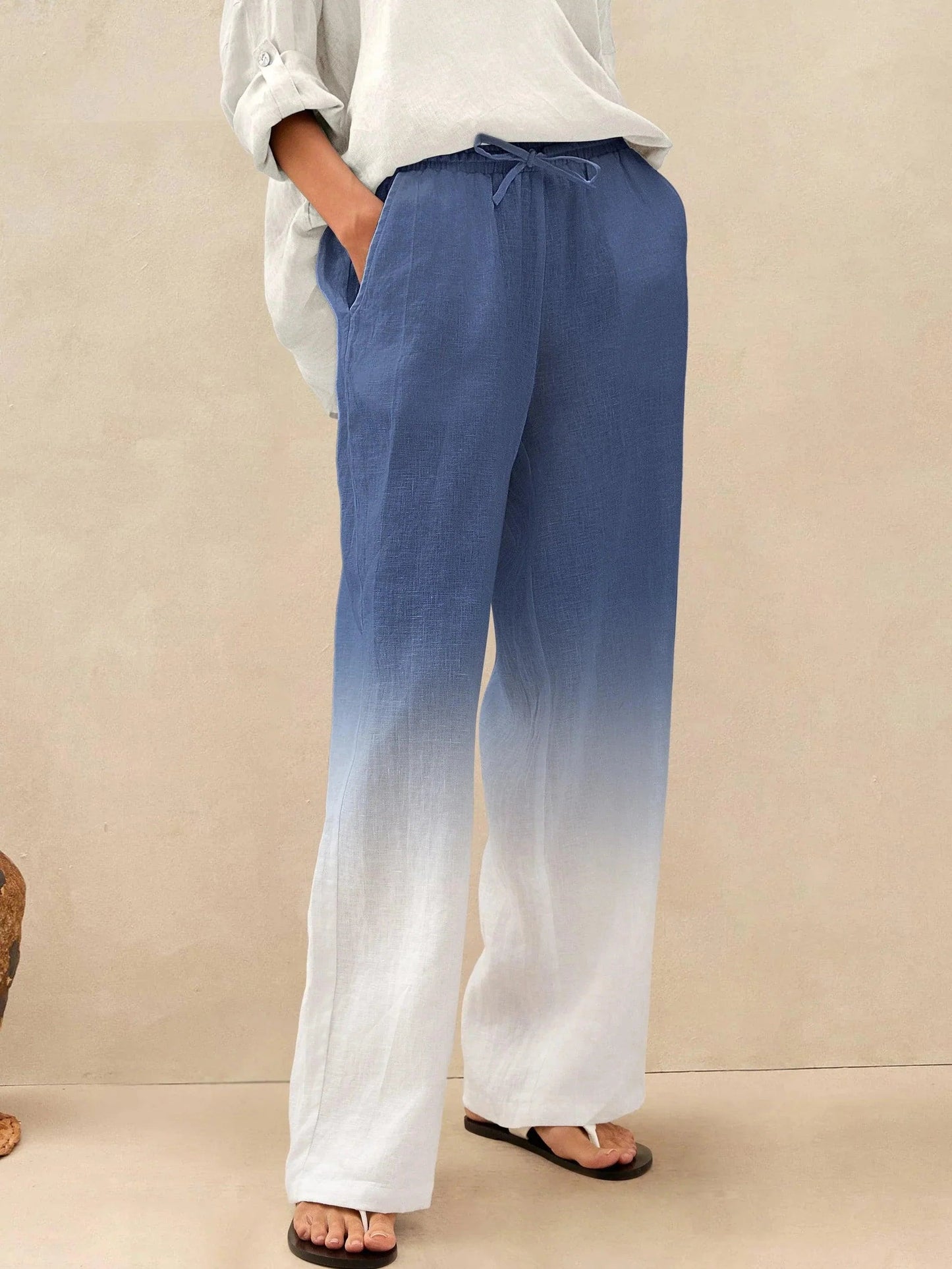 Luna Linen Pants | White, Relaxed Fit, Elasticized Drawstring 14