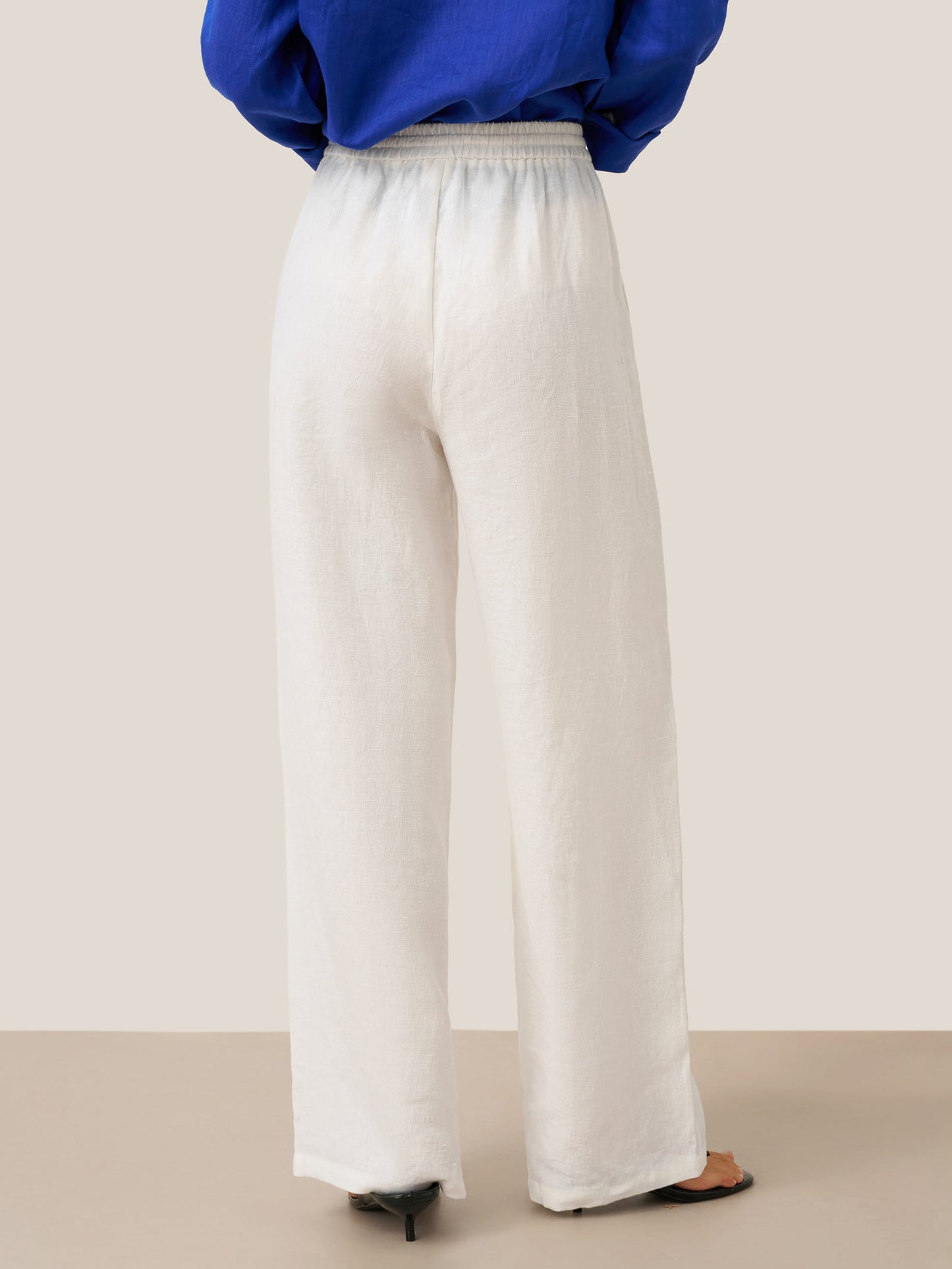 Luna Linen Pants | White, Relaxed Fit, Elasticized Drawstring 6