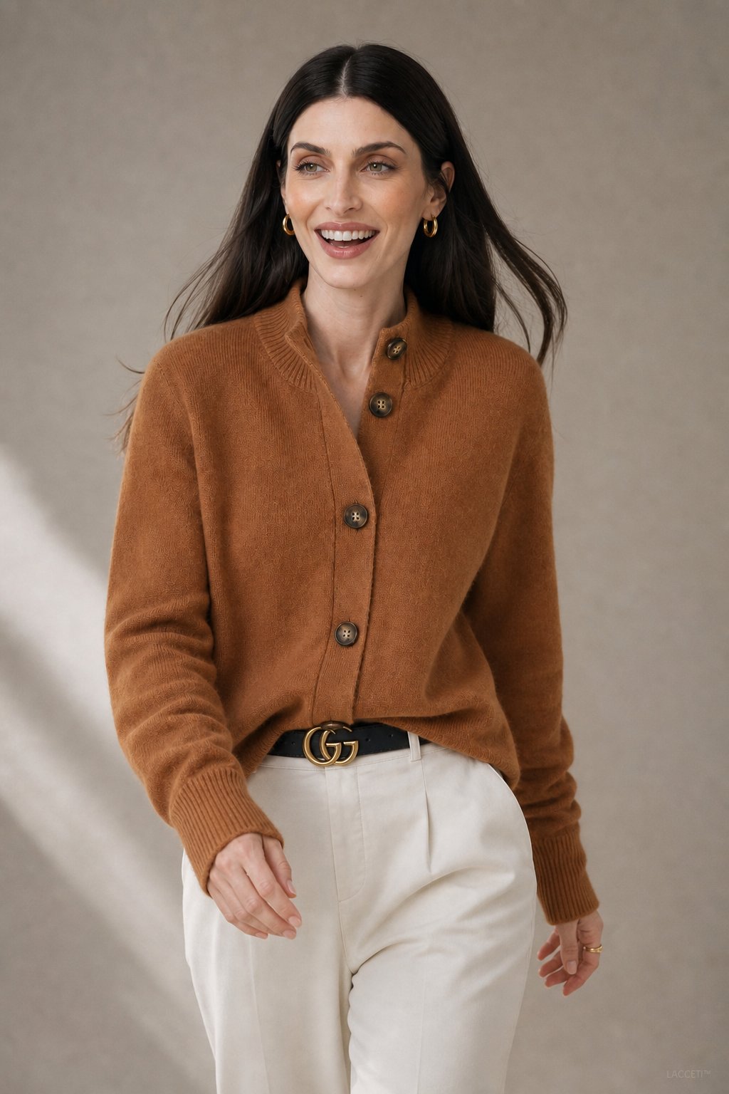Madison Avenue - Merino Wool Blend Cardigan Sweater with Bold Buttons 0