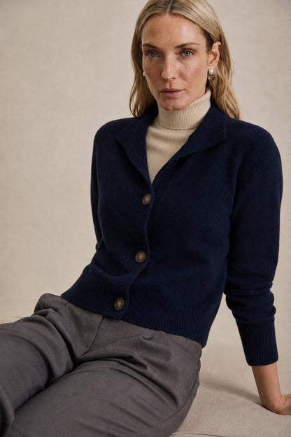 Madison Avenue - Merino Wool Blend Cardigan Sweater with Bold Buttons 2