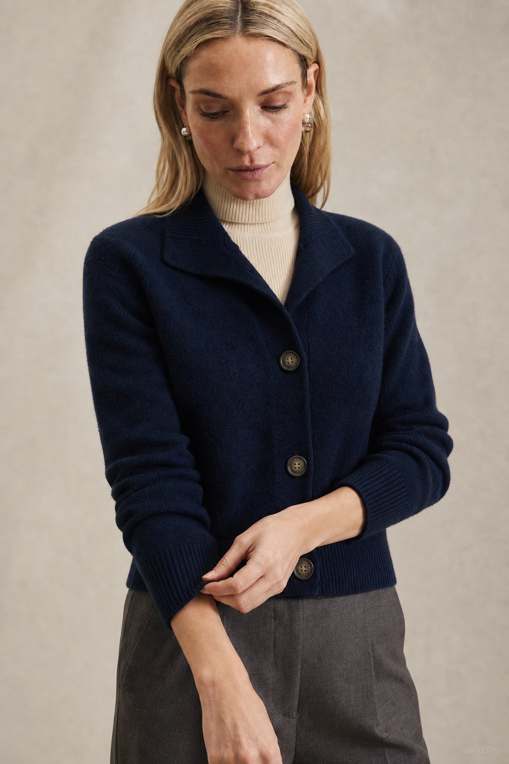 Madison Avenue - Merino Wool Blend Cardigan Sweater with Bold Buttons 4