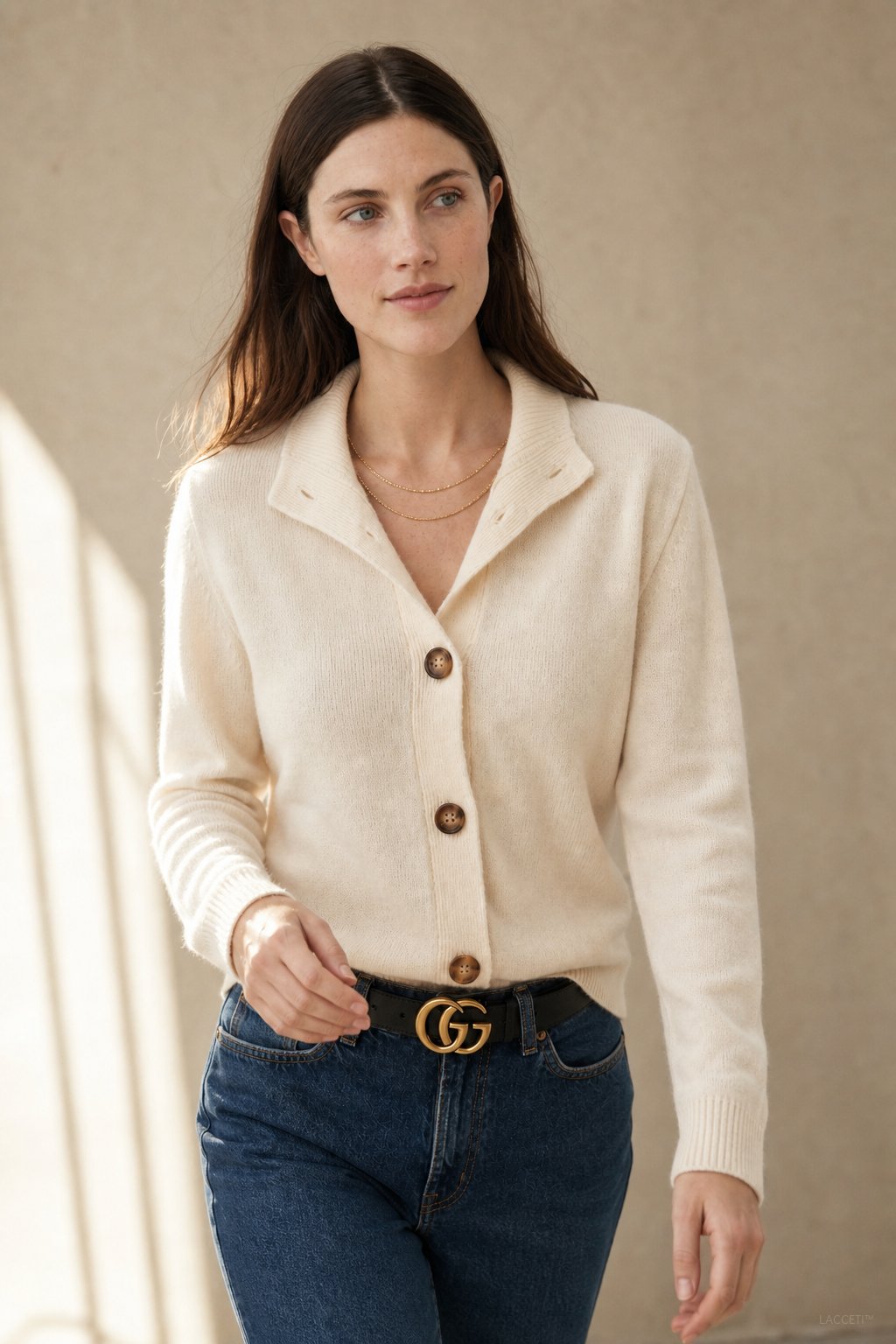 Madison Avenue - Merino Wool Blend Cardigan Sweater with Bold Buttons 8