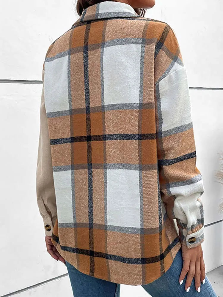 Marleen Beige Plaid Blouse - Soft Fabric, Elegant Autumn Style for Any Occasion 1