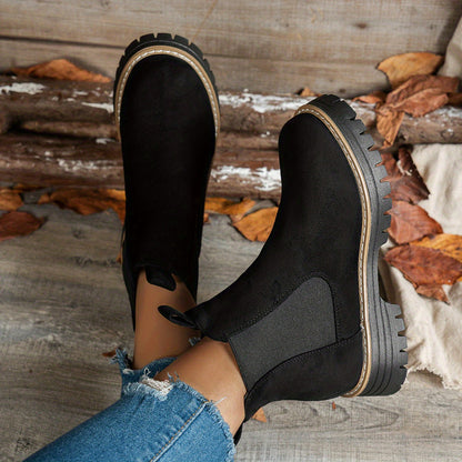Mehetabel - Chelsea Platform Ankle Boots with Lug Sole and Slip-On Design 1