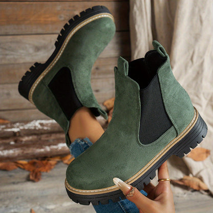 Mehetabel - Chelsea Platform Ankle Boots with Lug Sole and Slip-On Design 10