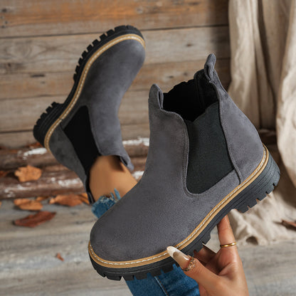 Mehetabel - Chelsea Platform Ankle Boots with Lug Sole and Slip-On Design 7