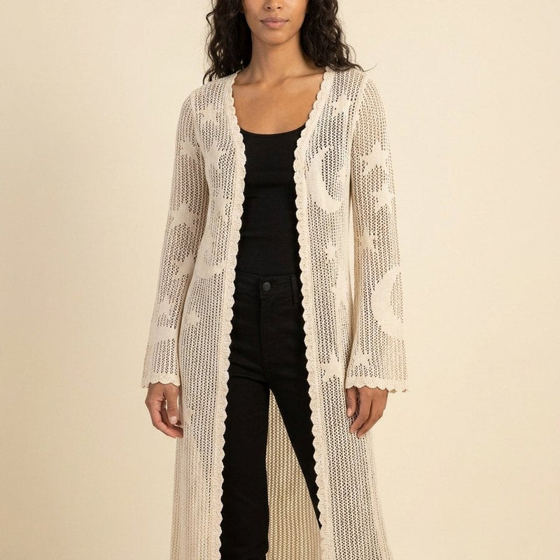 Mira Lace Duster - Longline Boho Duster Clothing with Celestial Pattern 0