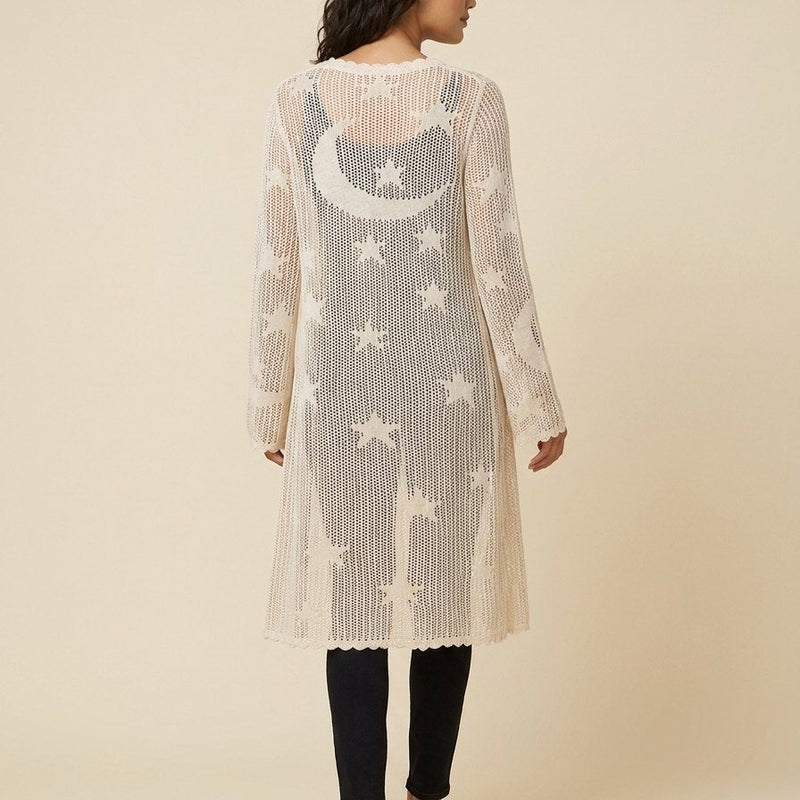 Mira Lace Duster - Longline Boho Duster Clothing with Celestial Pattern 1