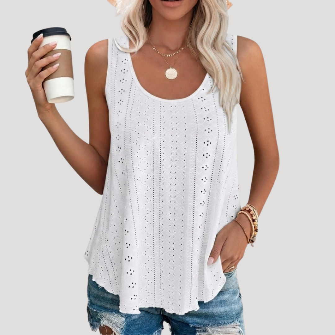 Miriam | Women's Eyelet Sleeveless Tank Top 0
