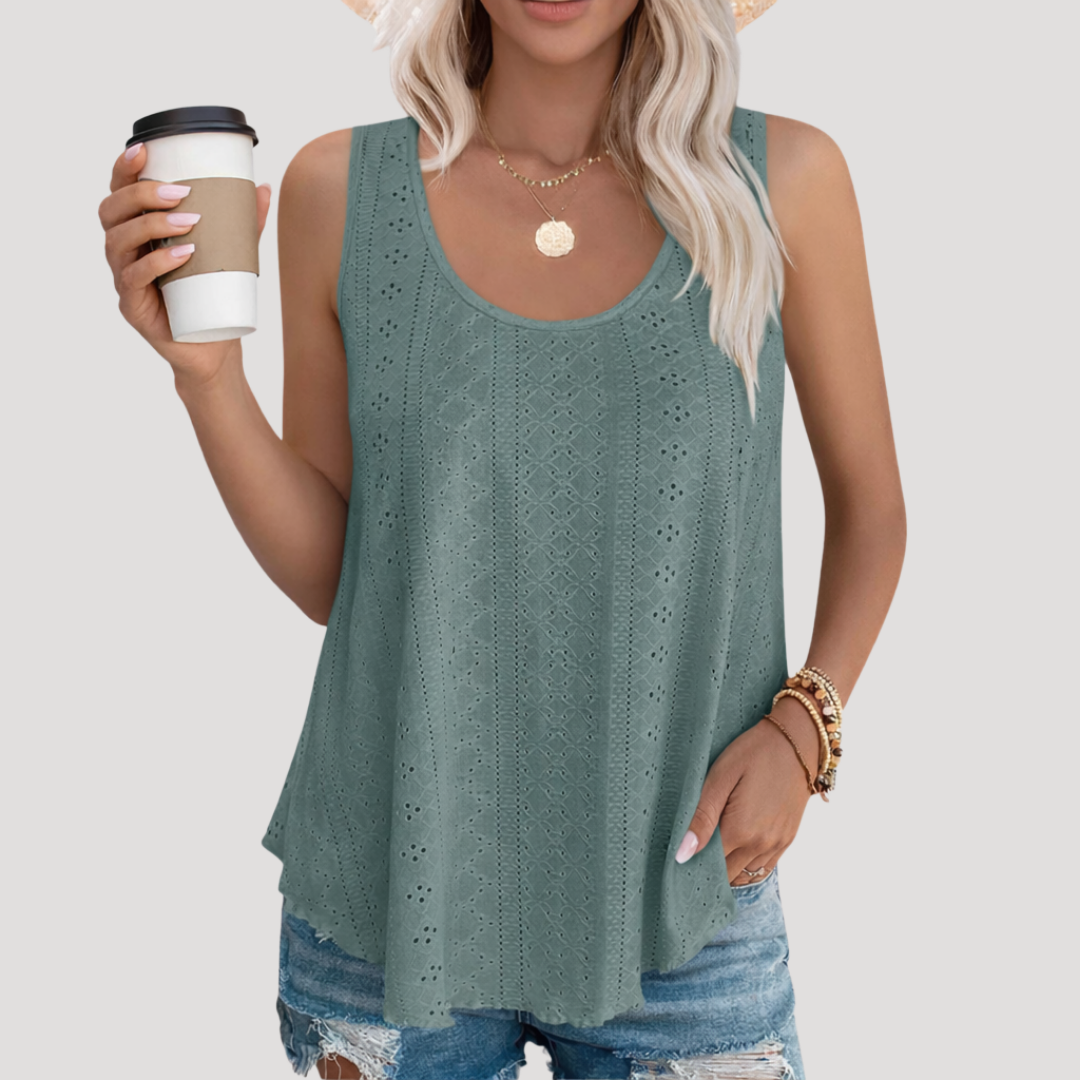 Miriam | Women's Eyelet Sleeveless Tank Top 2