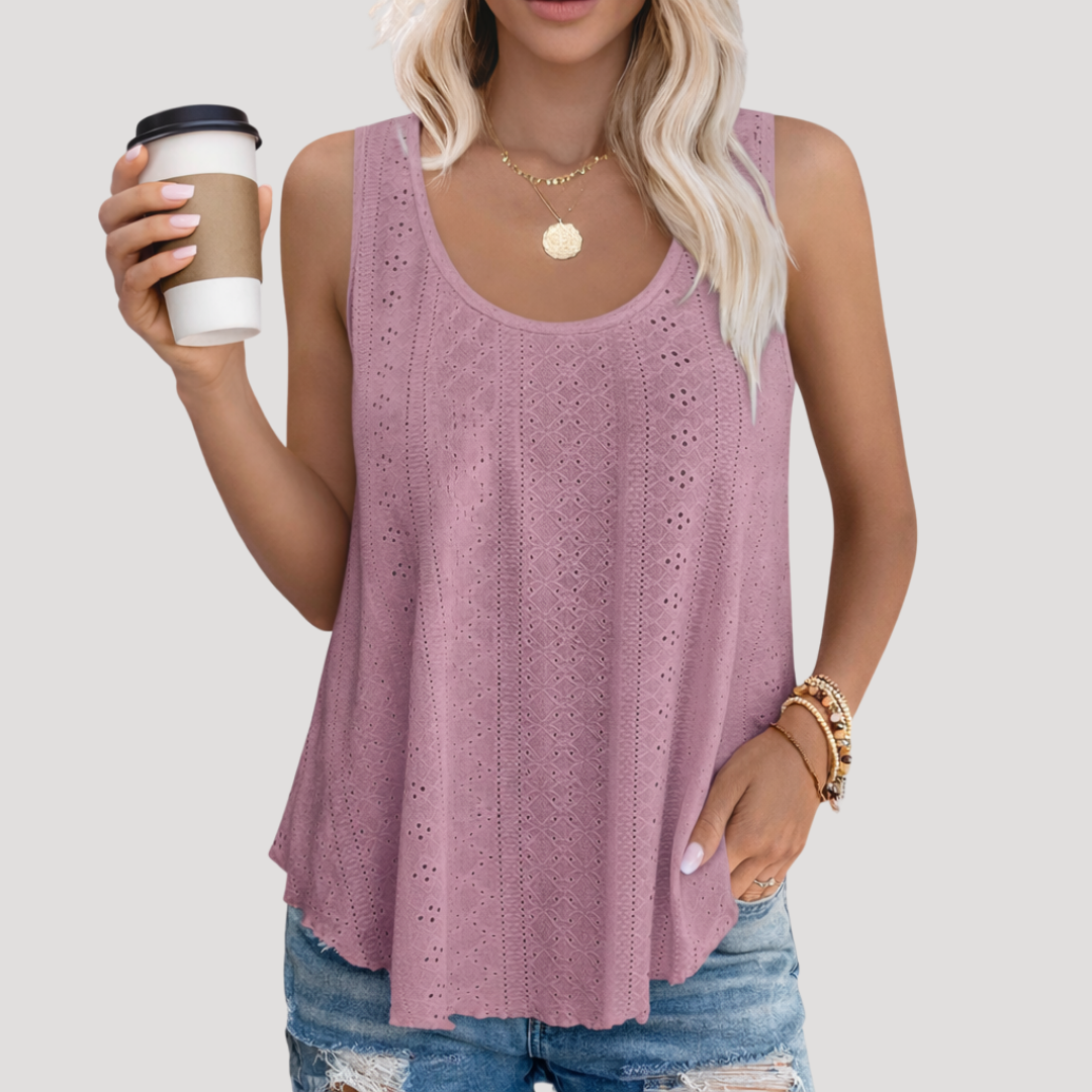 Miriam | Women's Eyelet Sleeveless Tank Top 4
