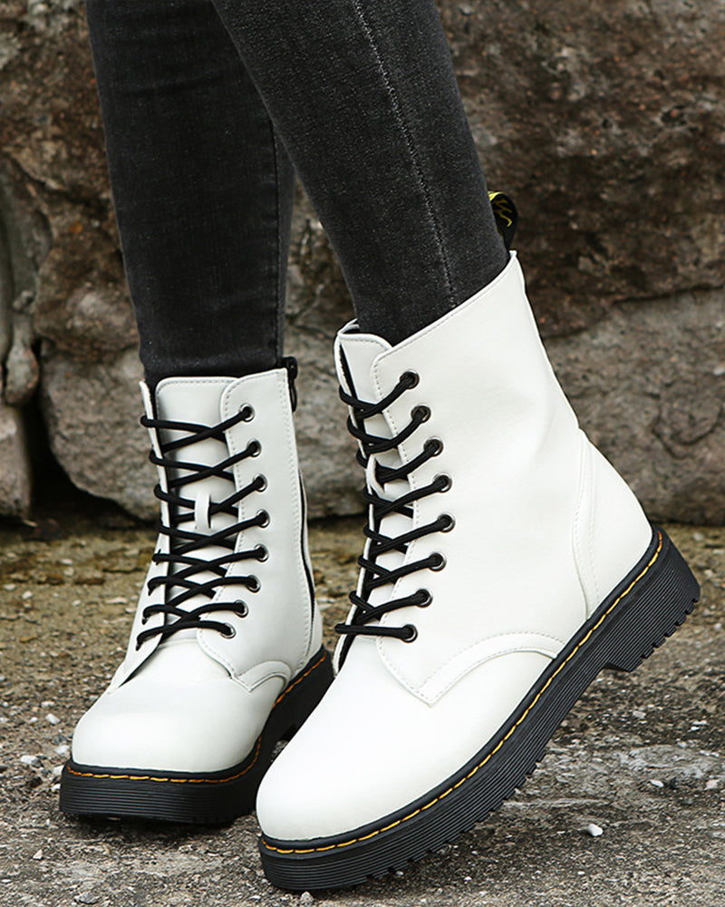 Monica Black Ankle Boots - Breathable Leather, Lacing & Zipper Closure 0