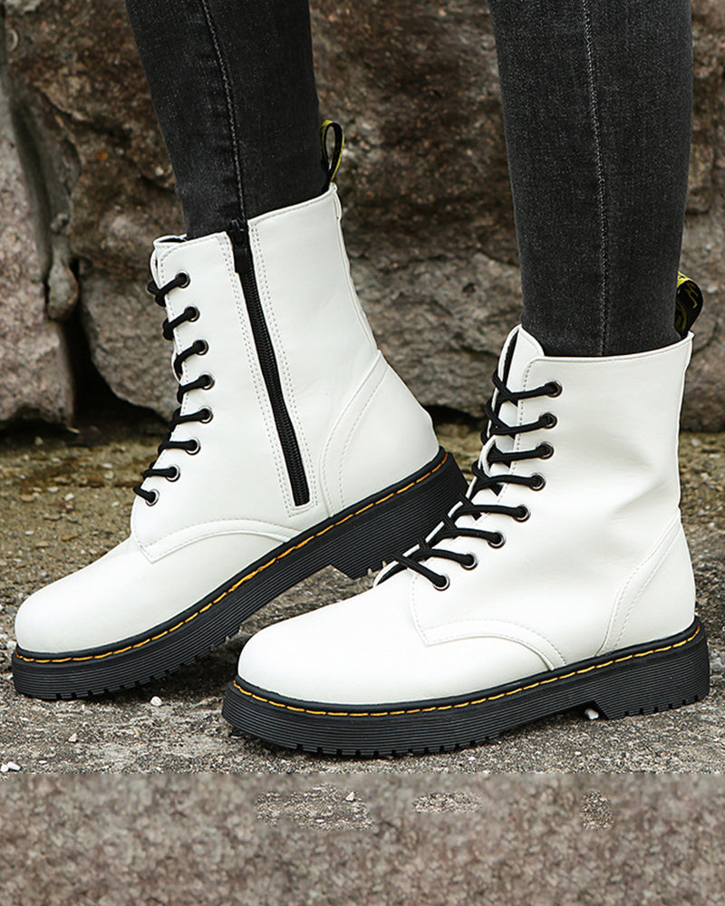 Monica Black Ankle Boots - Breathable Leather, Lacing & Zipper Closure 5