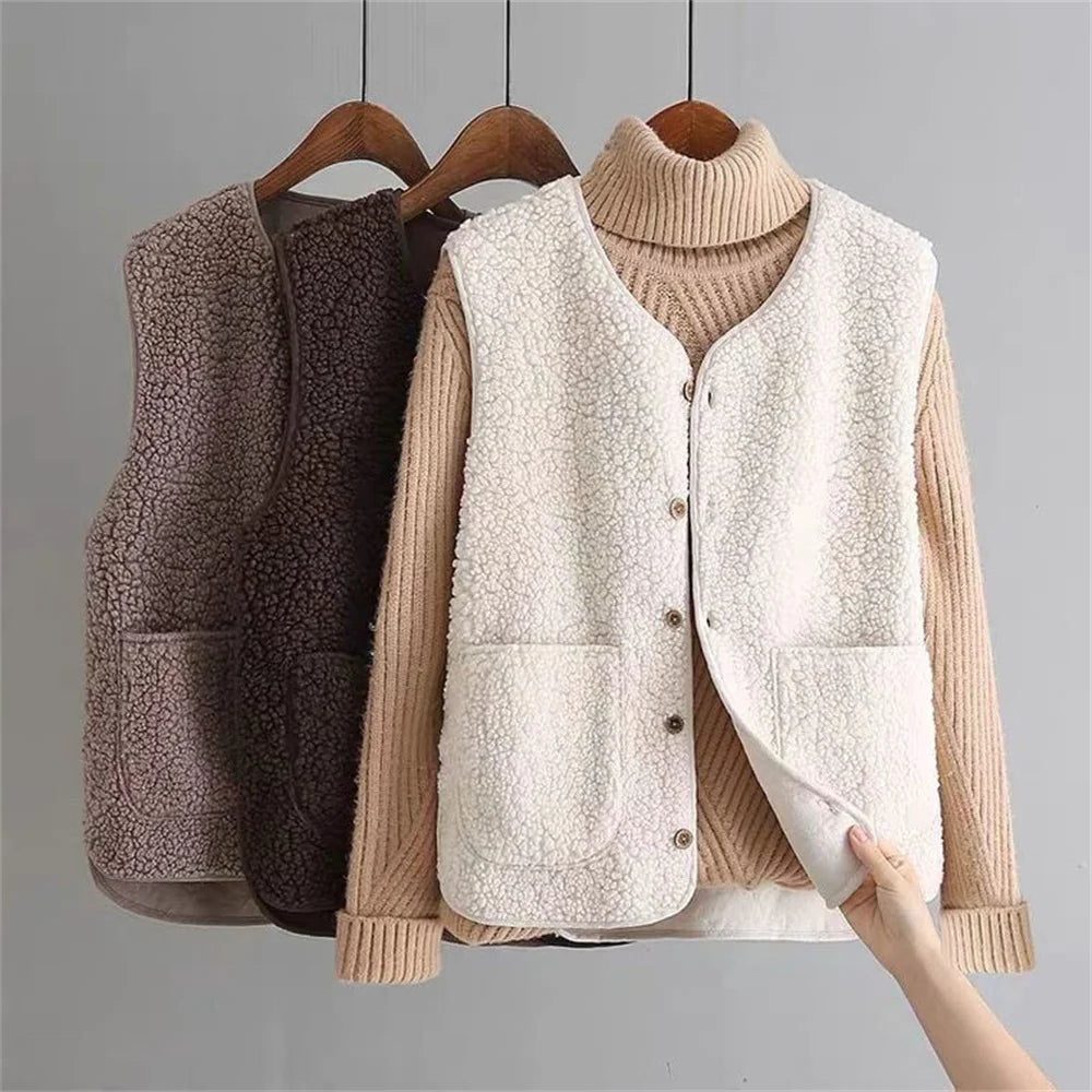 Norah Ribbed Knit Vest - Soft Button-Up Sweater Vest for Layering and Style 0