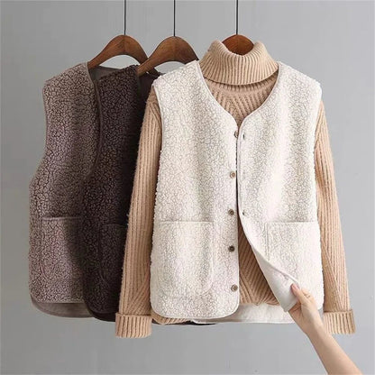 Norah Ribbed Knit Vest - Soft Button-Up Sweater Vest for Layering and Style 0