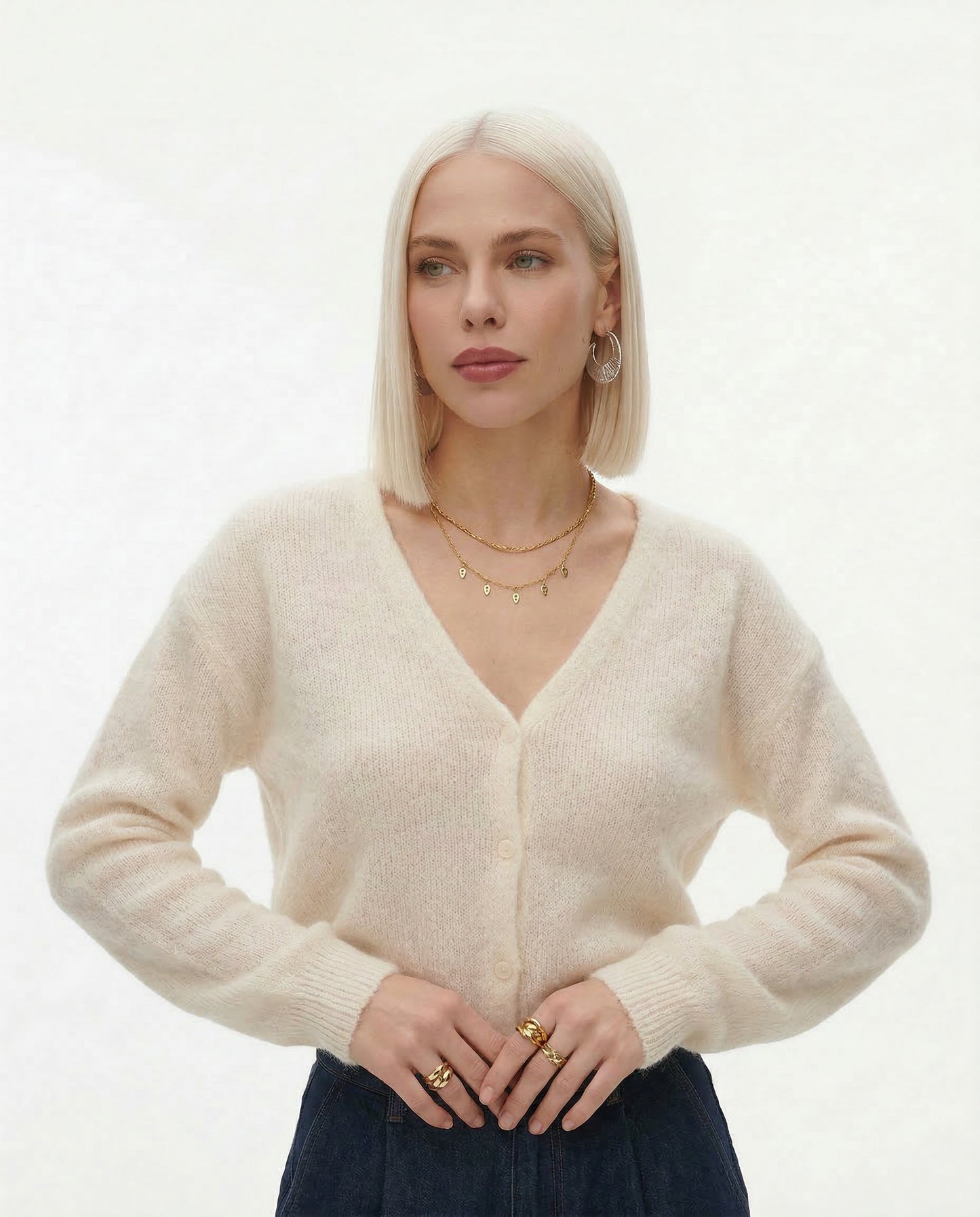 Nordic Knit - Long Cardigan Sweater in Mohair Blend for Effortless Layering 0