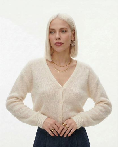 Nordic Knit - Long Cardigan Sweater in Mohair Blend for Effortless Layering 0