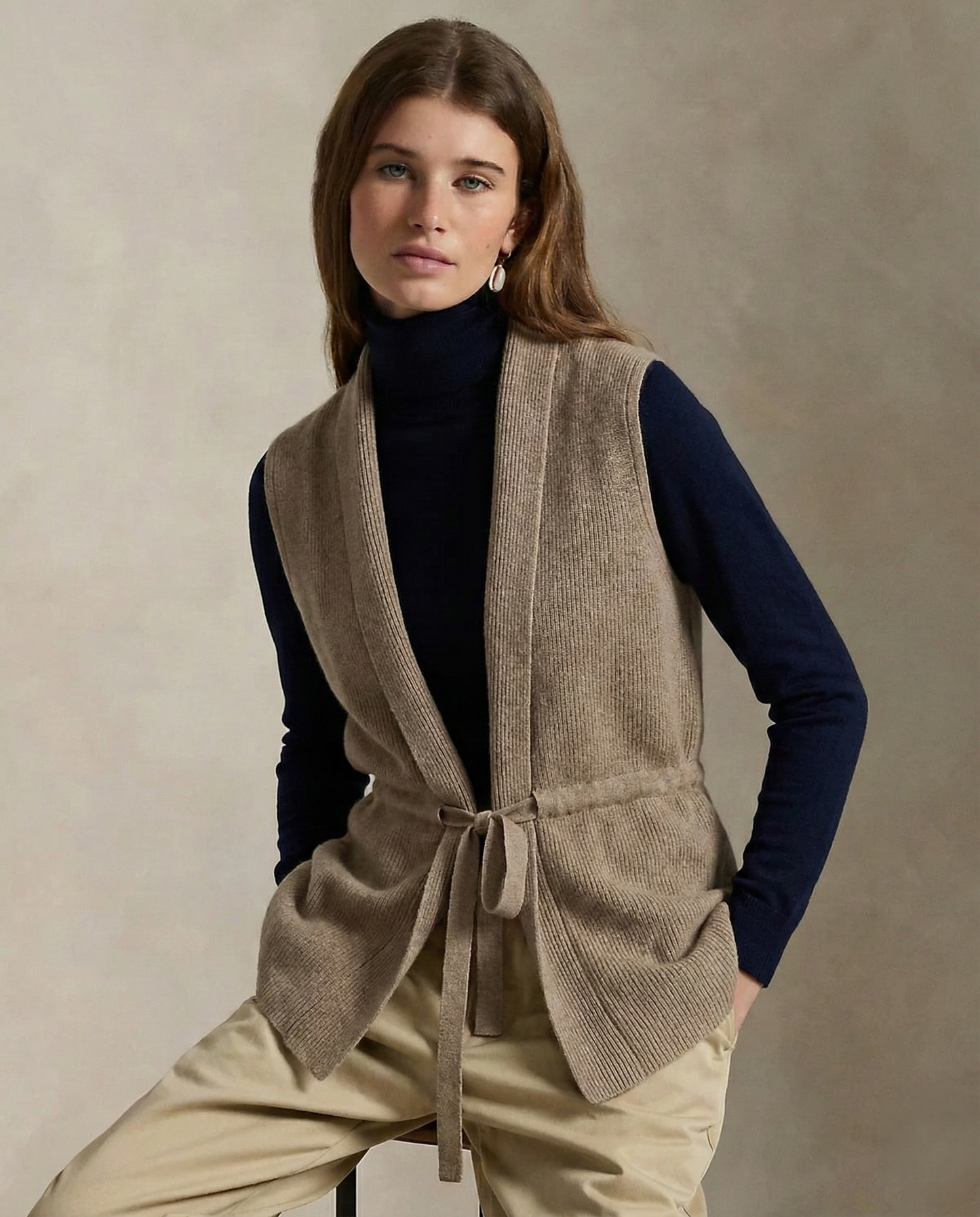 Nordsätern Merino Wool Cashmere Blend Vest with Adjustable Waist Tie 0