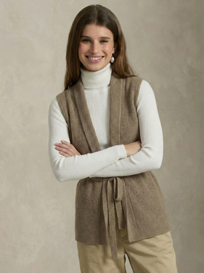Nordsätern Merino Wool Cashmere Blend Vest with Adjustable Waist Tie 4