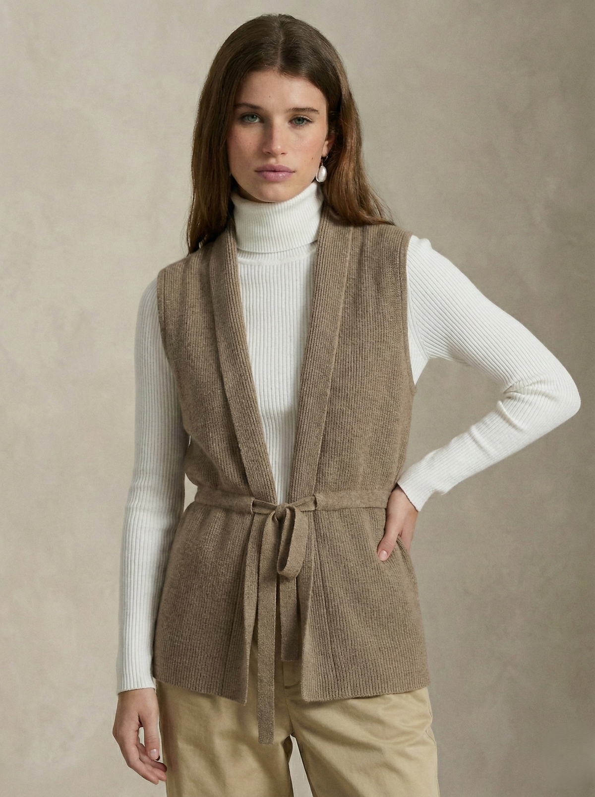 Nordsätern Merino Wool Cashmere Blend Vest with Adjustable Waist Tie 5