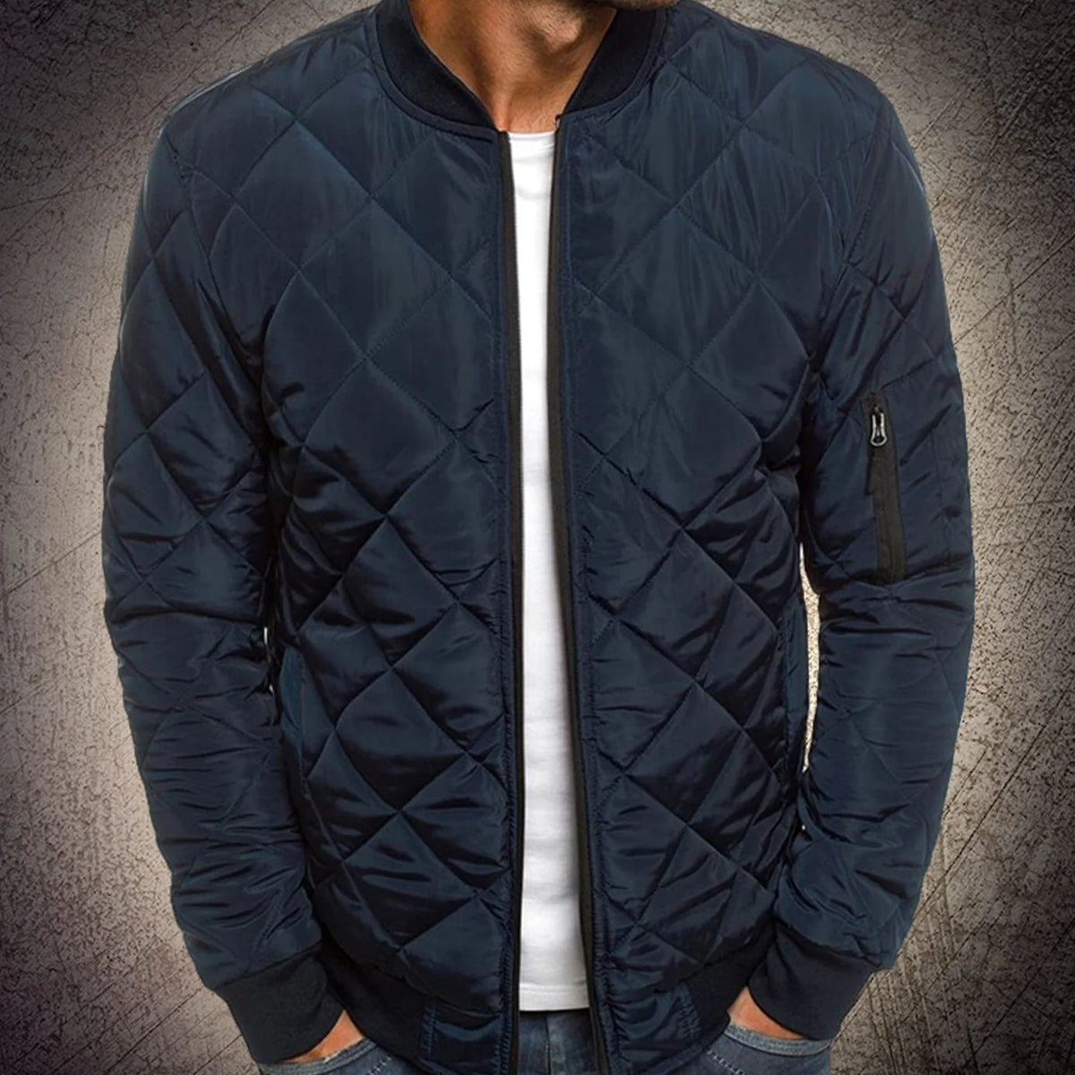 Oliver men's quilted polyester bomber jacket