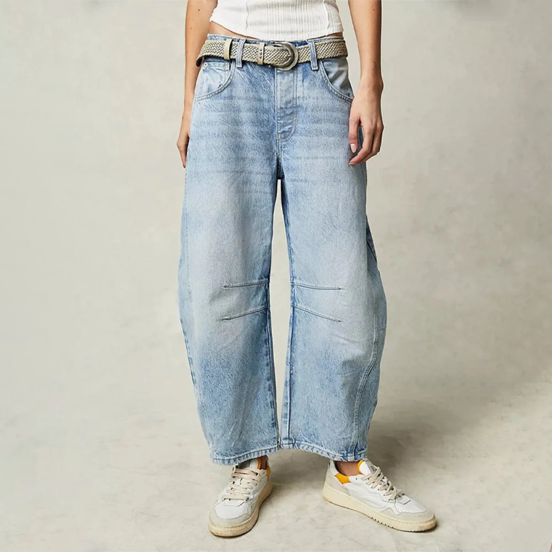 Olivia - High-Waist Baggy Jeans with Relaxed Fit and Barrel Leg Silhouette 0