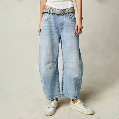 Olivia - High-Waist Baggy Jeans with Relaxed Fit and Barrel Leg Silhouette 0