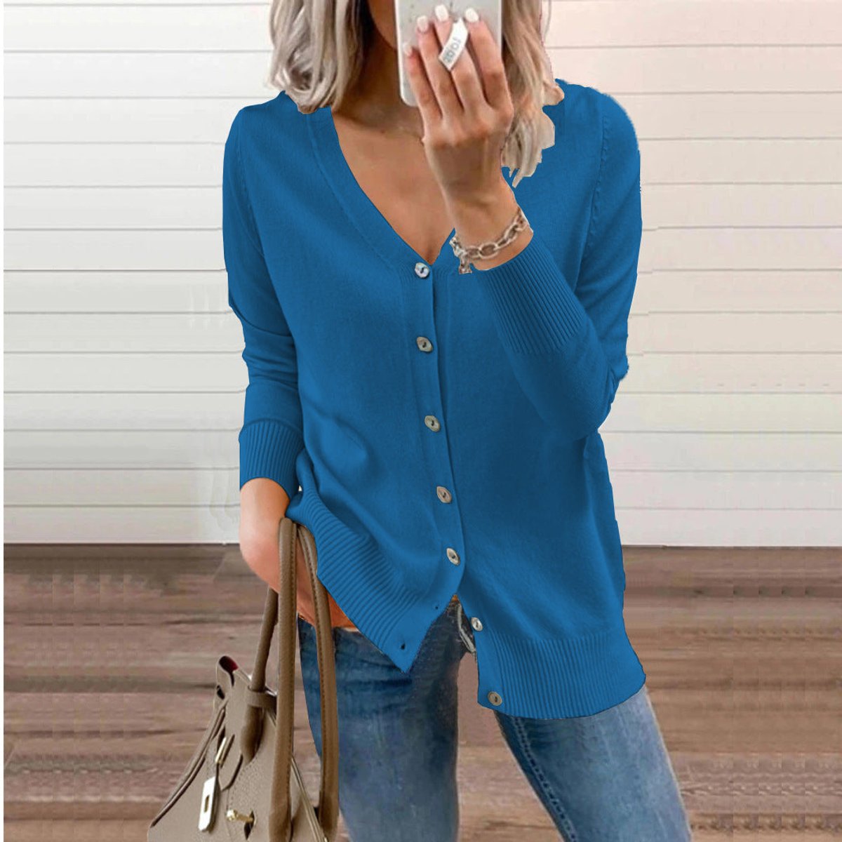Olivia Knit Cardigan Sweater - Soft V-Neck Button-Front Long Cardigan for Comfortable Layering 0