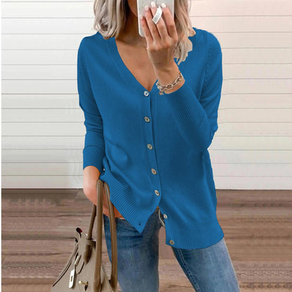 Olivia Knit Cardigan Sweater - Soft V-Neck Button-Front Long Cardigan for Comfortable Layering 0
