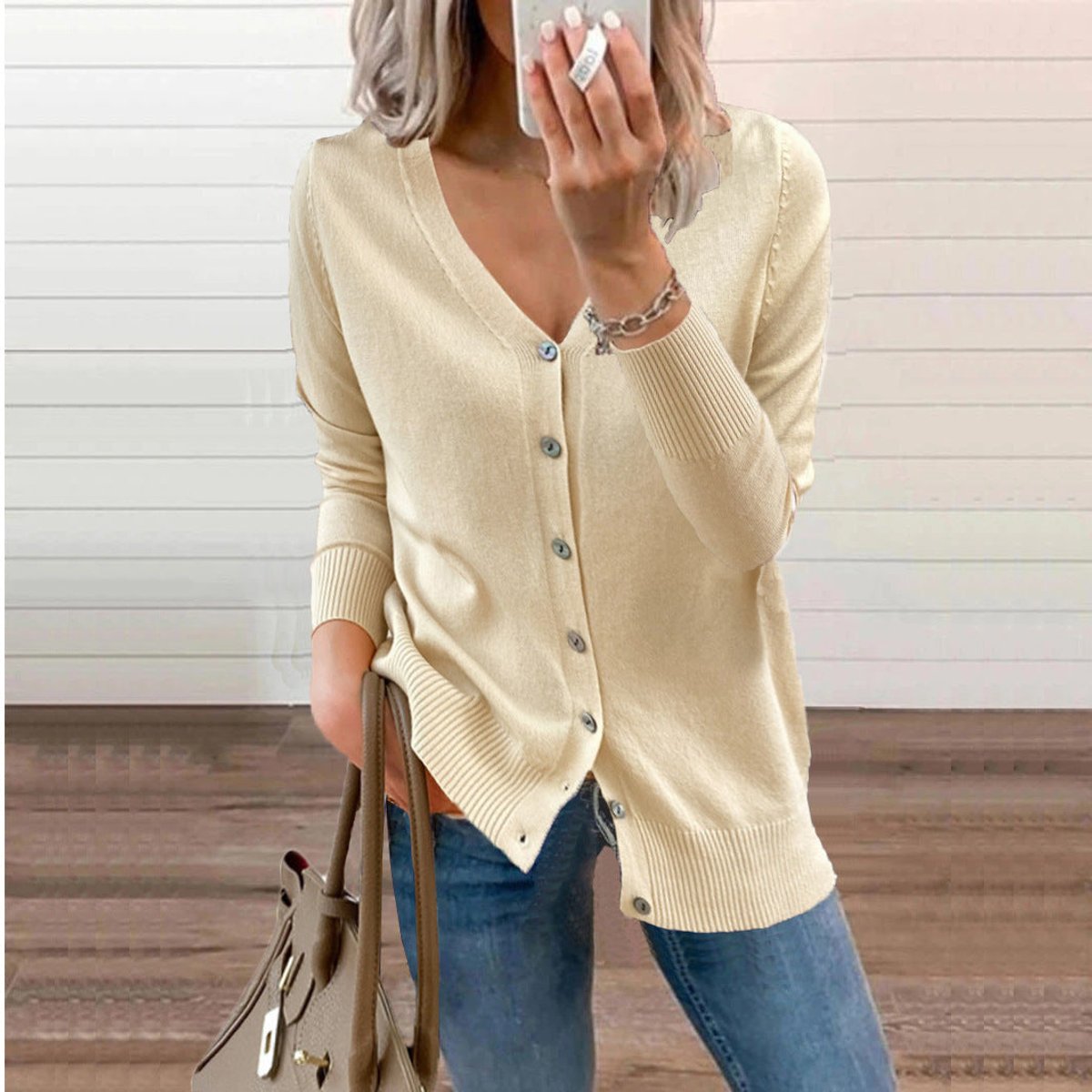 Olivia Knit Cardigan Sweater - Soft V-Neck Button-Front Long Cardigan for Comfortable Layering 1
