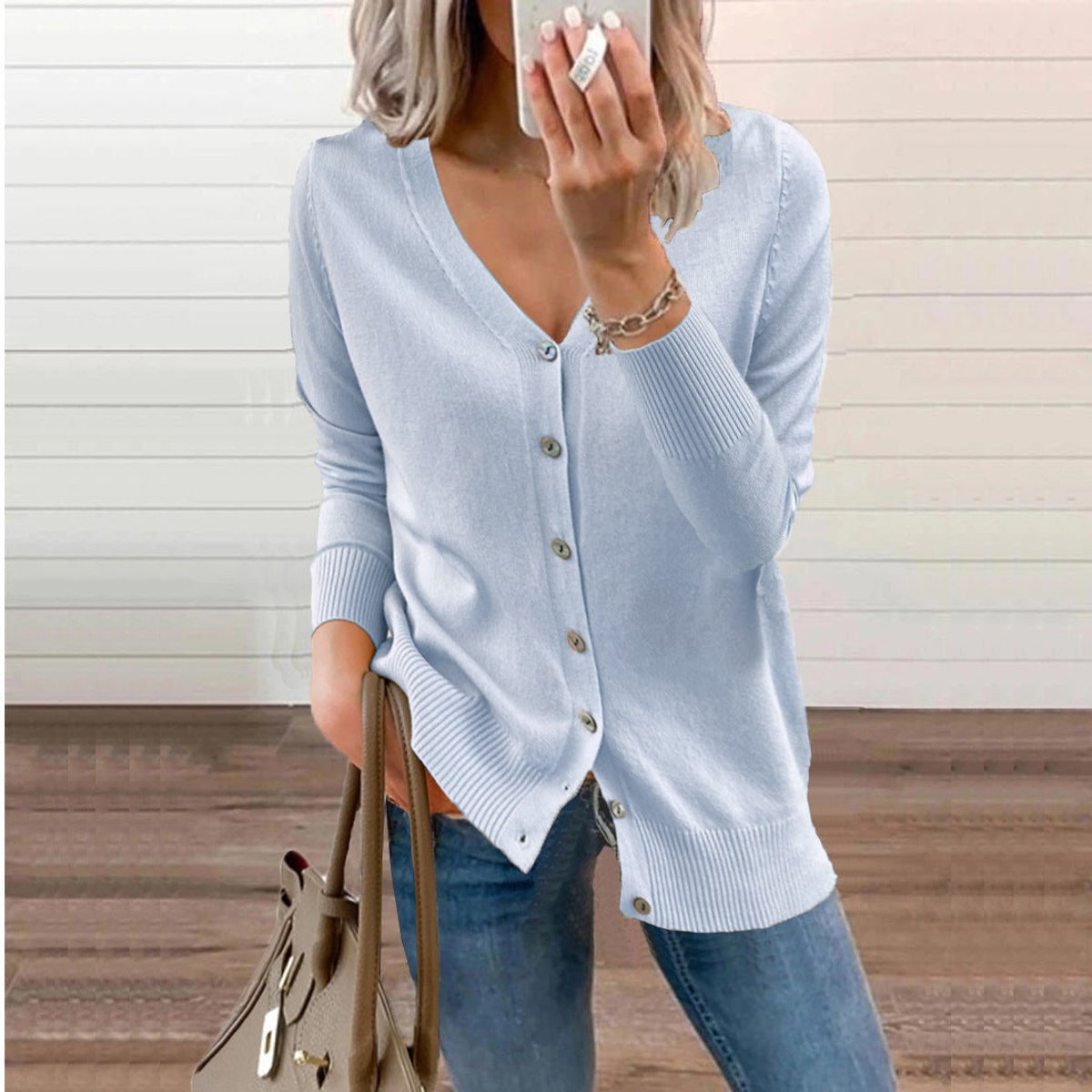 Olivia Knit Cardigan Sweater - Soft V-Neck Button-Front Long Cardigan for Comfortable Layering 10
