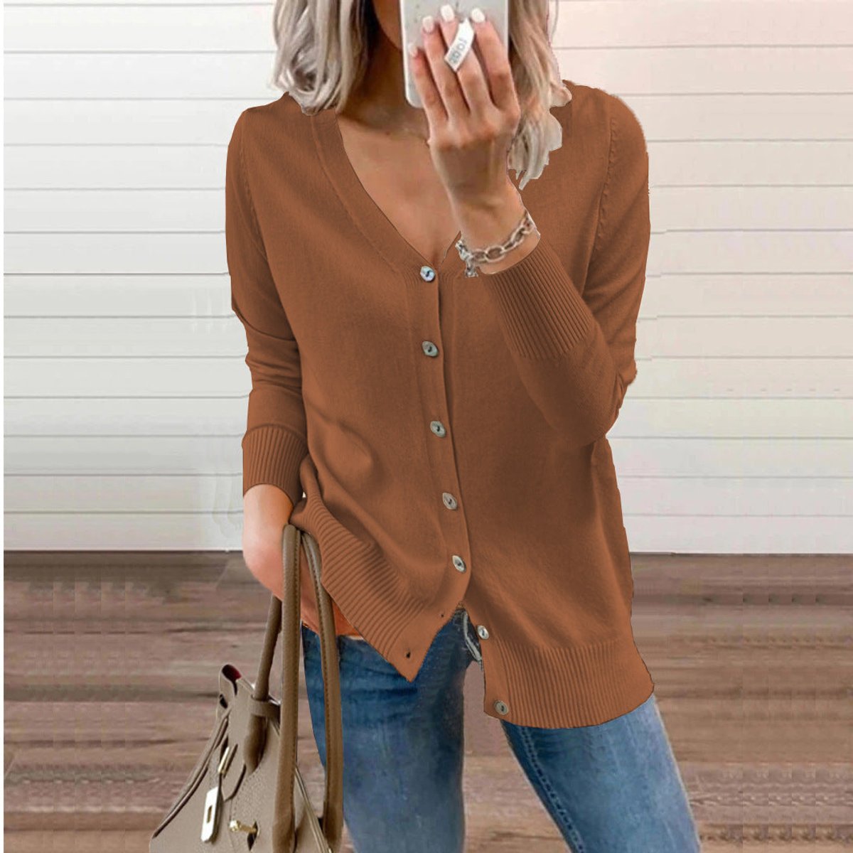 Olivia Knit Cardigan Sweater - Soft V-Neck Button-Front Long Cardigan for Comfortable Layering 2