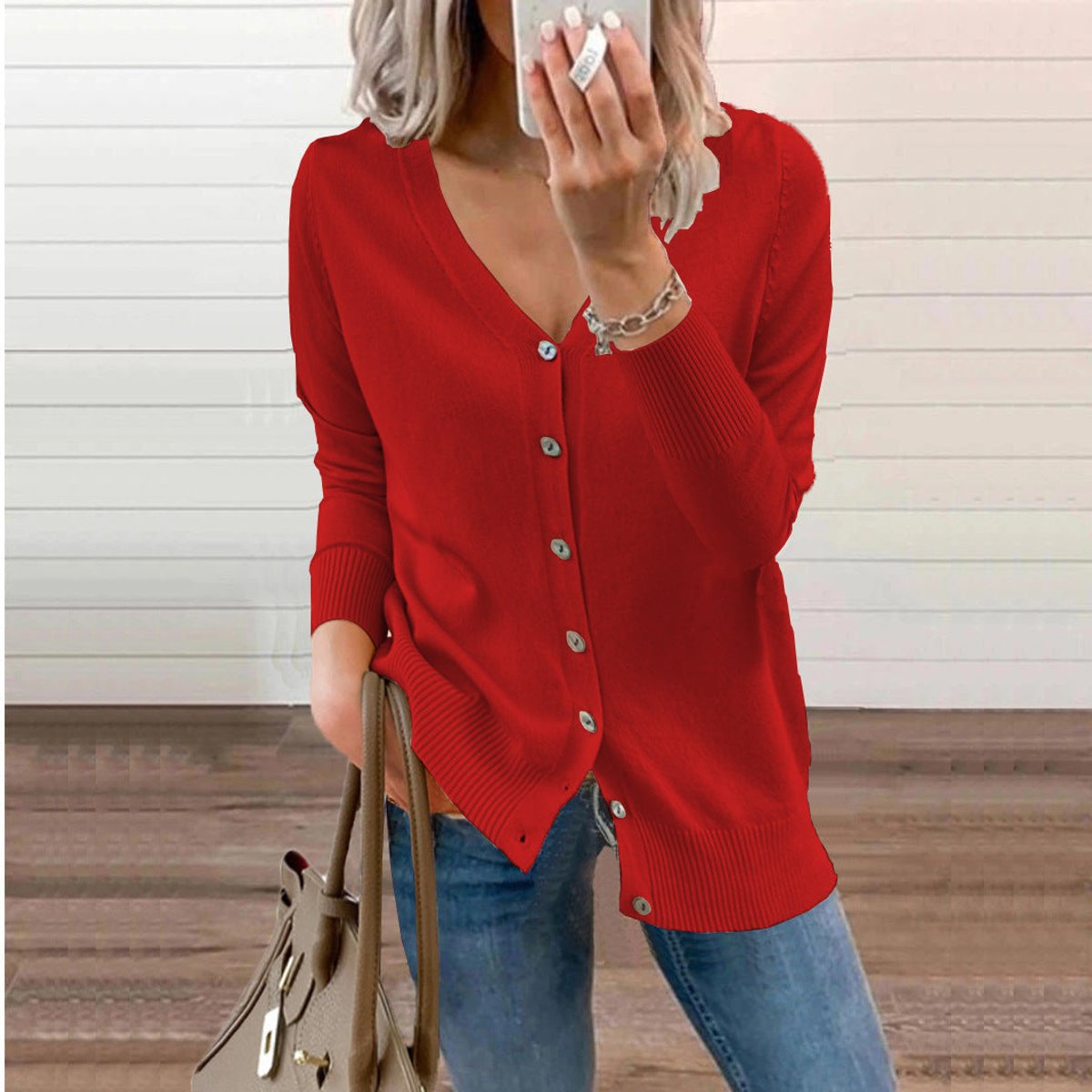 Olivia Knit Cardigan Sweater - Soft V-Neck Button-Front Long Cardigan for Comfortable Layering 5