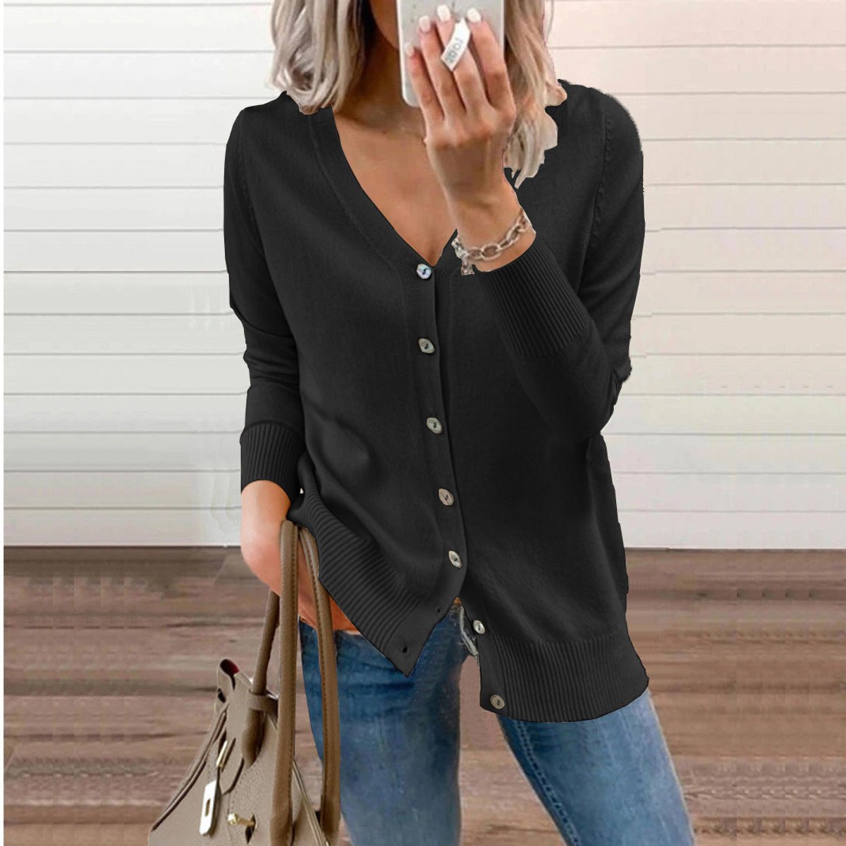 Olivia Knit Cardigan Sweater - Soft V-Neck Button-Front Long Cardigan for Comfortable Layering 6