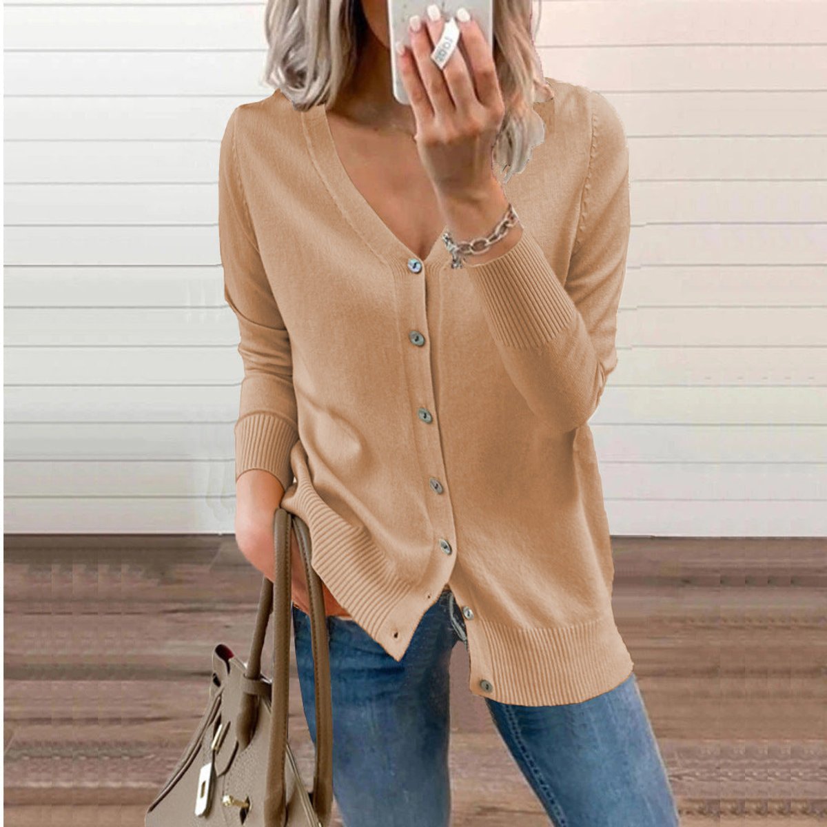 Olivia Knit Cardigan Sweater - Soft V-Neck Button-Front Long Cardigan for Comfortable Layering 7