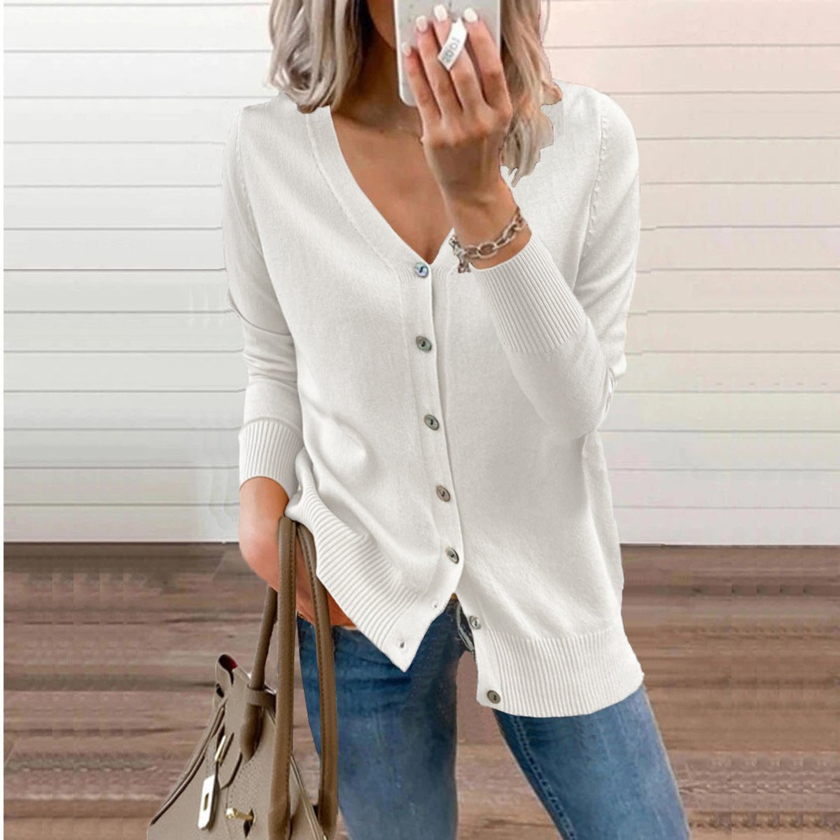 Olivia Knit Cardigan Sweater - Soft V-Neck Button-Front Long Cardigan for Comfortable Layering 9